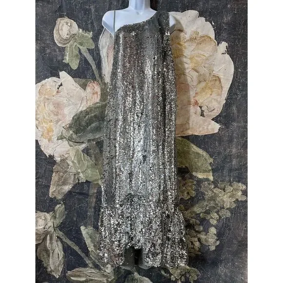 New Anthropologie Maeve One-Shoulder Sequin Dress Size XL